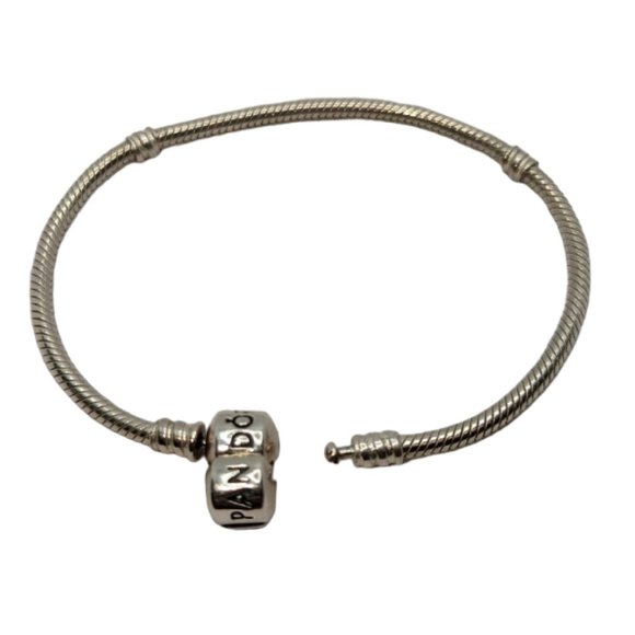 Pandora Moments Barrel Clasp Snake Chain Charm Bracelet - Picture 3 of 4